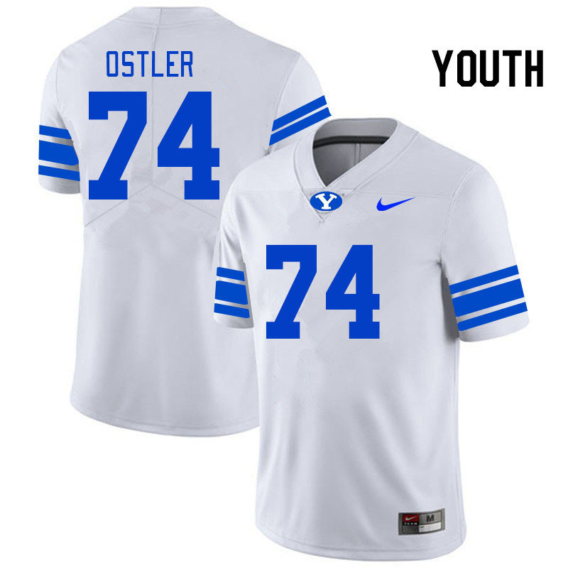 Youth #74 Trevin Ostler BYU Cougars College Football Jerseys Stitched-White